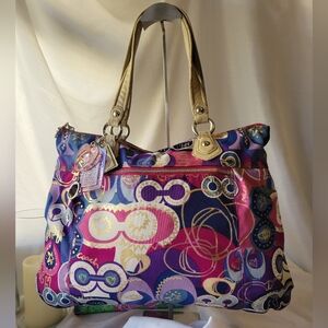 Coach Poppy Pop C Glam Signature Graffiti Tote